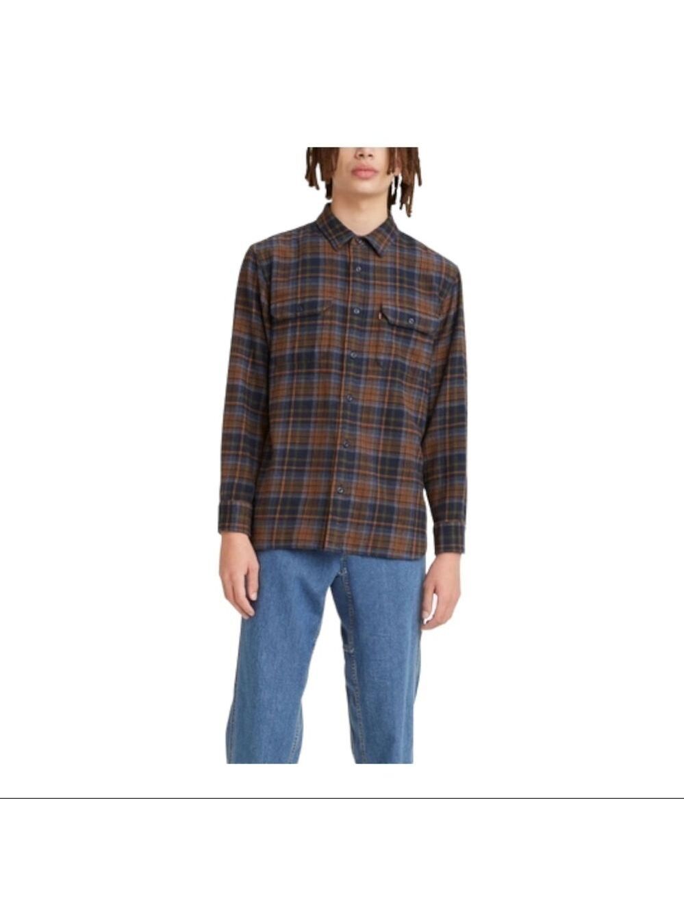 𝅺LEVIS Classic Fit Flannel Worker Shirt - Binsk Navy Blazer